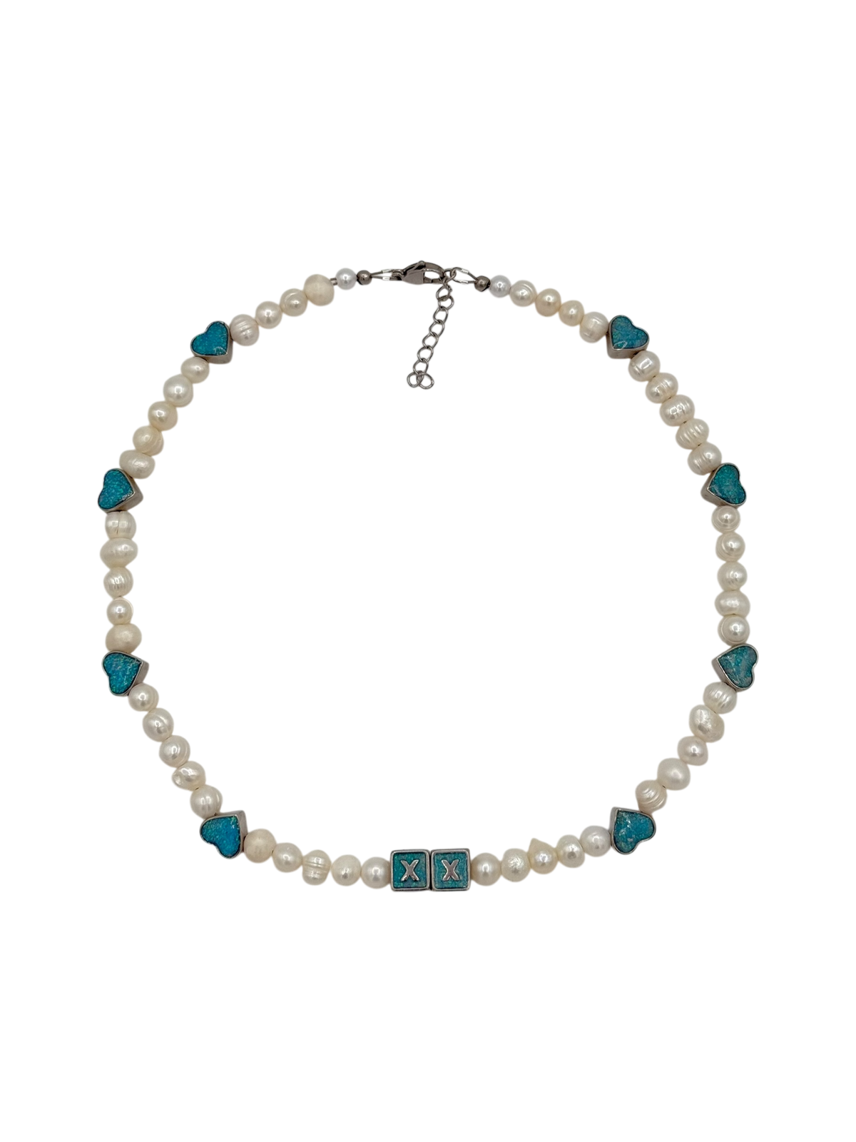 Opal Pearls necklace — real Tahitian pearls with opal accents on stainless steel — XXBYJAXX
