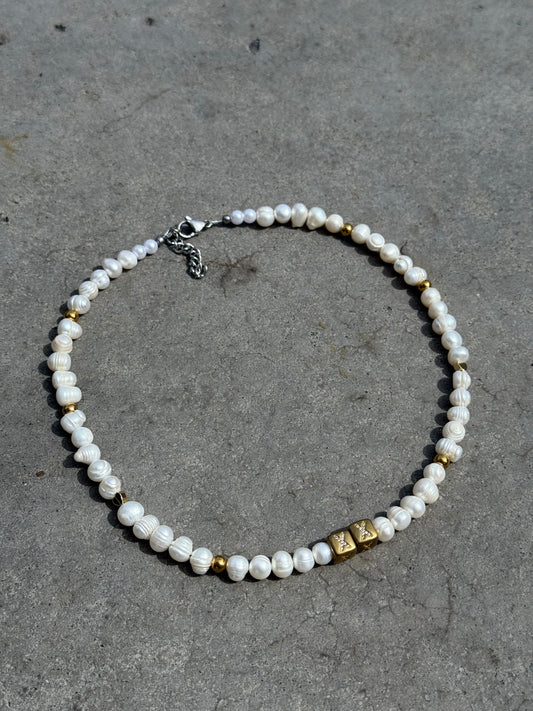 Goldie — real Tahitian pearl necklace with gold accents — XXBYJAXX