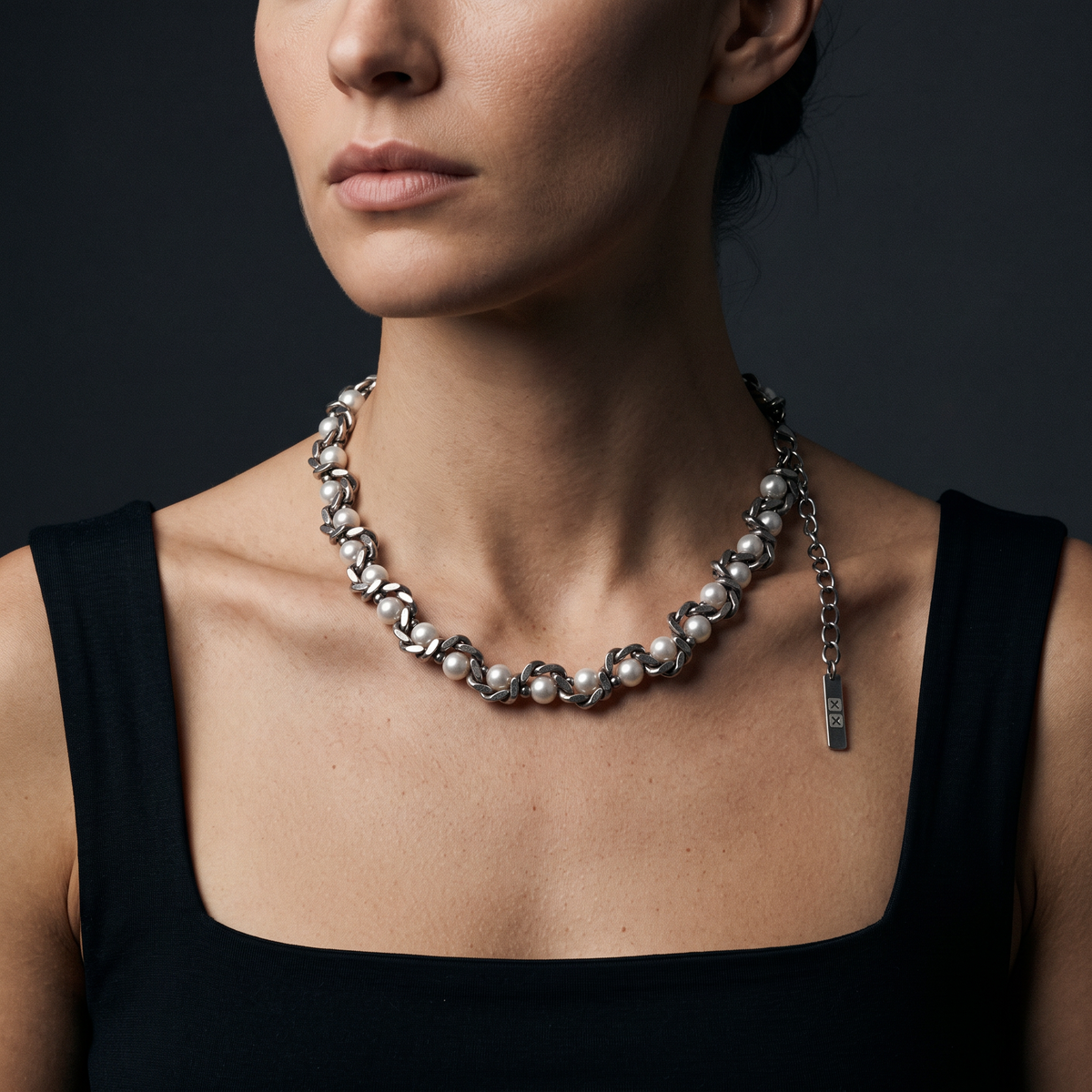 Braided Cuban worn on model — female