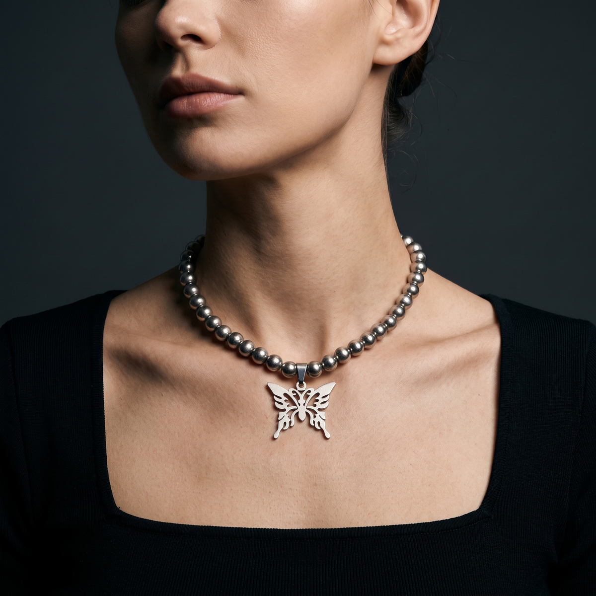Butterfly Chain worn on model — female