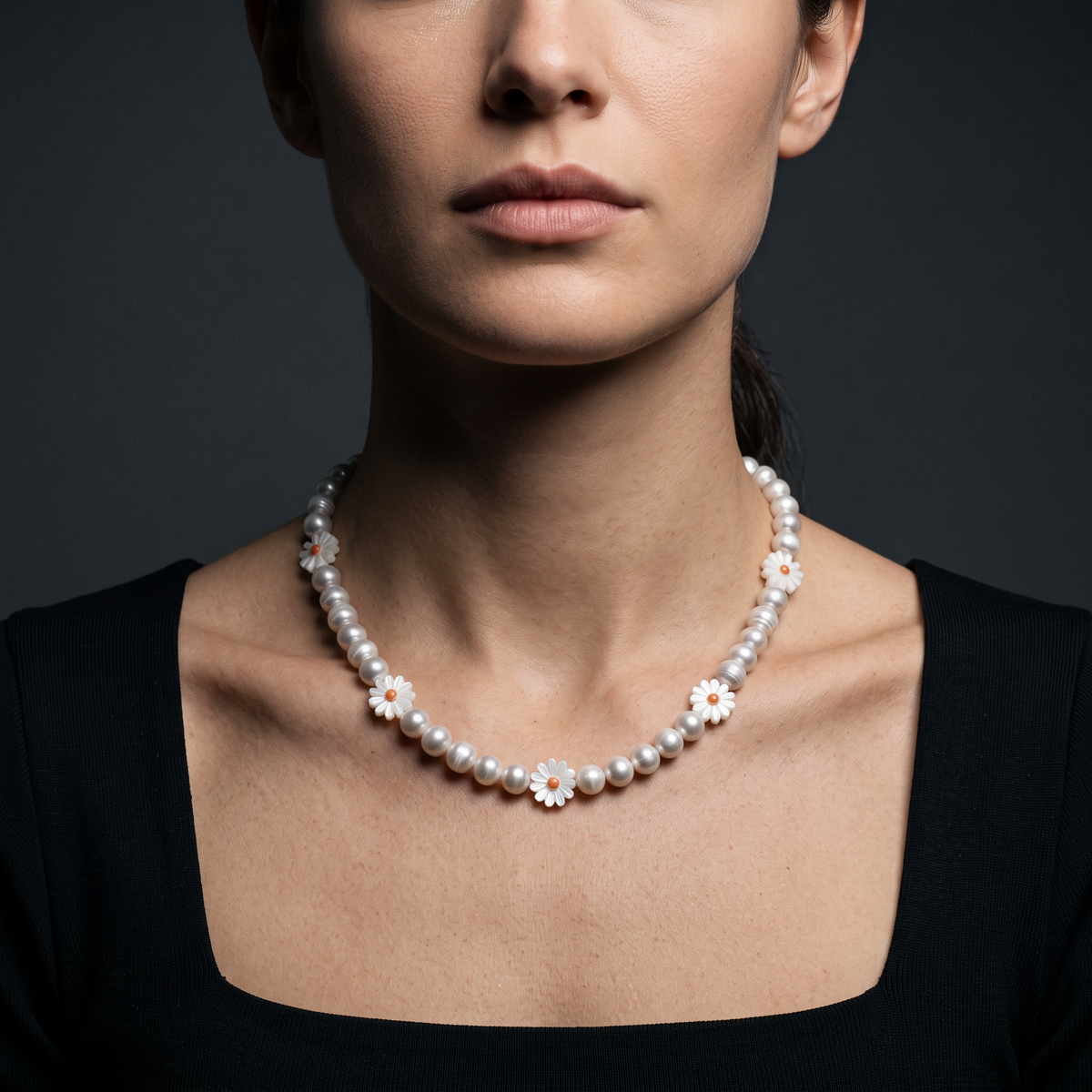 Sunflower Pearls worn on model — female