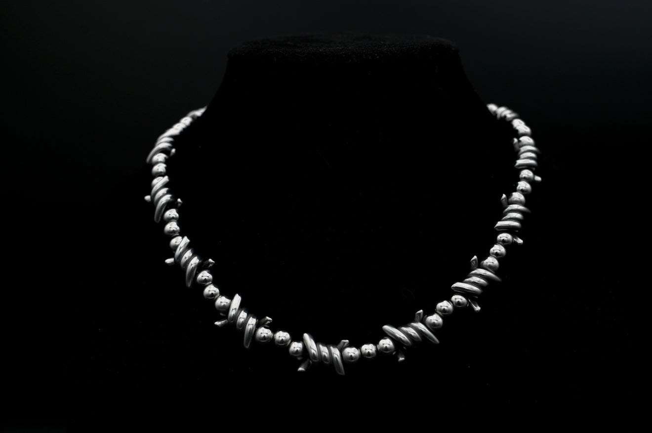 The Barbie — pink chrome kandi necklace in stainless steel — XXBYJAXX
