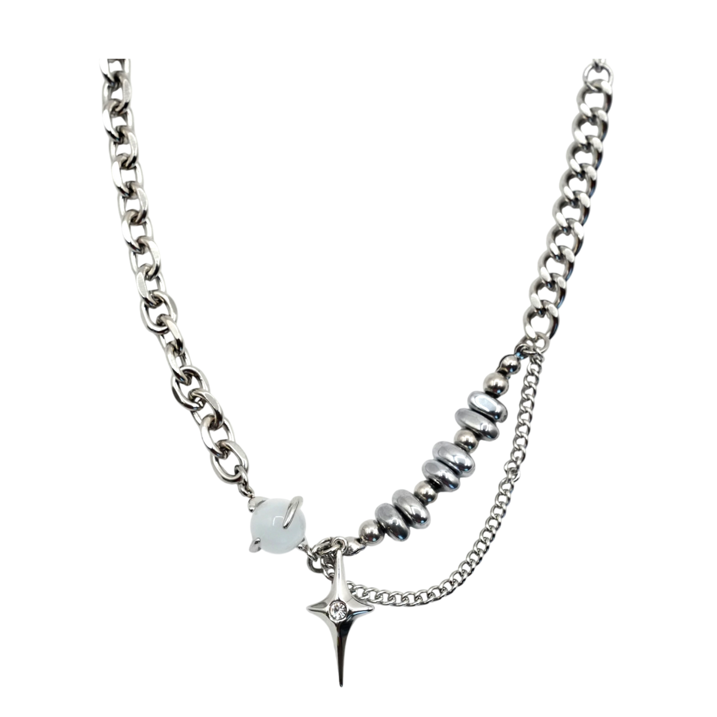 Pearl Jam — pearl and stainless steel bead necklace — XXBYJAXX
