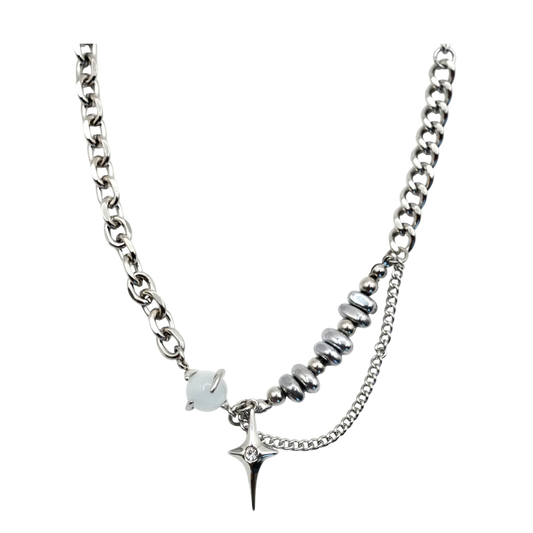 Pearl Jam — pearl and stainless steel bead necklace — XXBYJAXX
