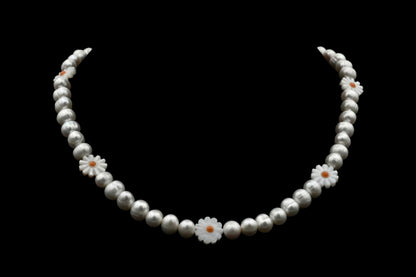 Sunflower Pearls necklace — real Tahitian pearls with hand-melted pearl sunflowers — XXBYJAXX