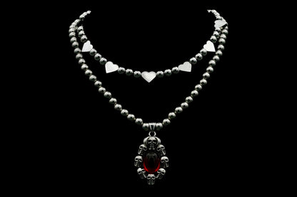 Chrome Hearts — stainless steel heart pendants on adjustable unisex chain — XXBYJAXX