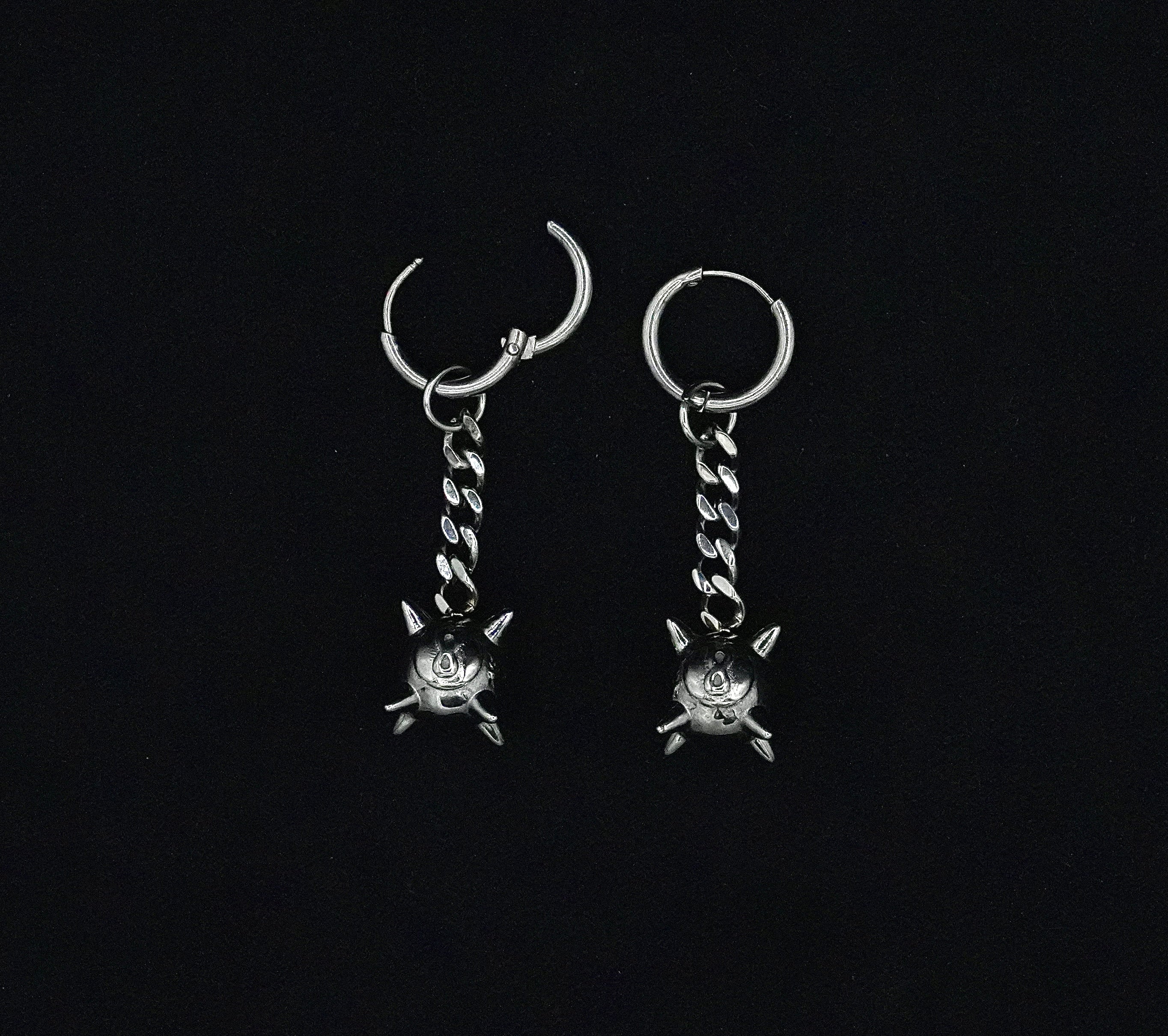 Spiked 8-ball earrings
