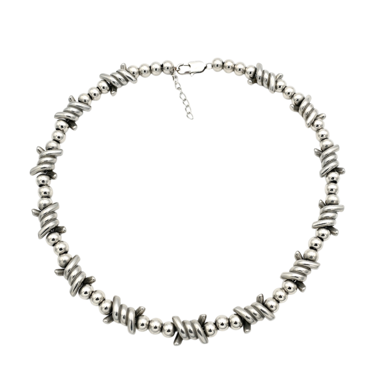 The Barbie — pink chrome kandi necklace in stainless steel — XXBYJAXX