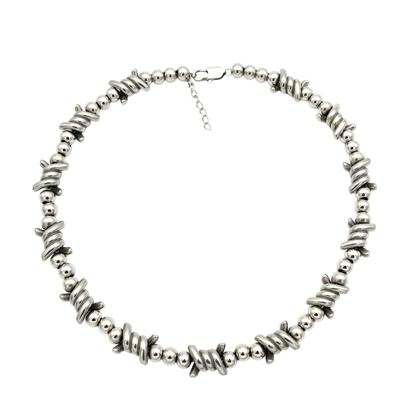 The Barbie — pink chrome kandi necklace in stainless steel — XXBYJAXX