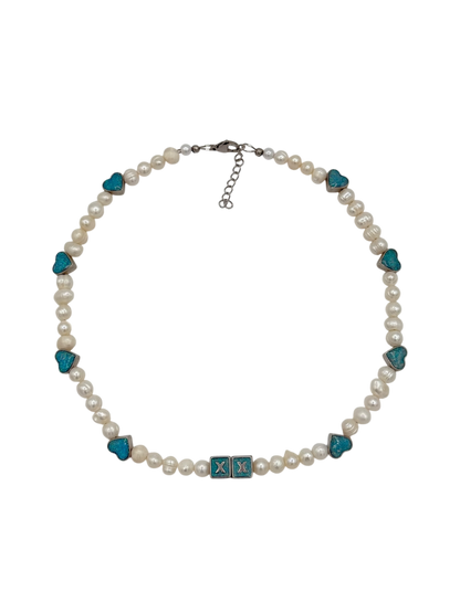 Opal Pearls necklace — real Tahitian pearls with opal accents on stainless steel — XXBYJAXX
