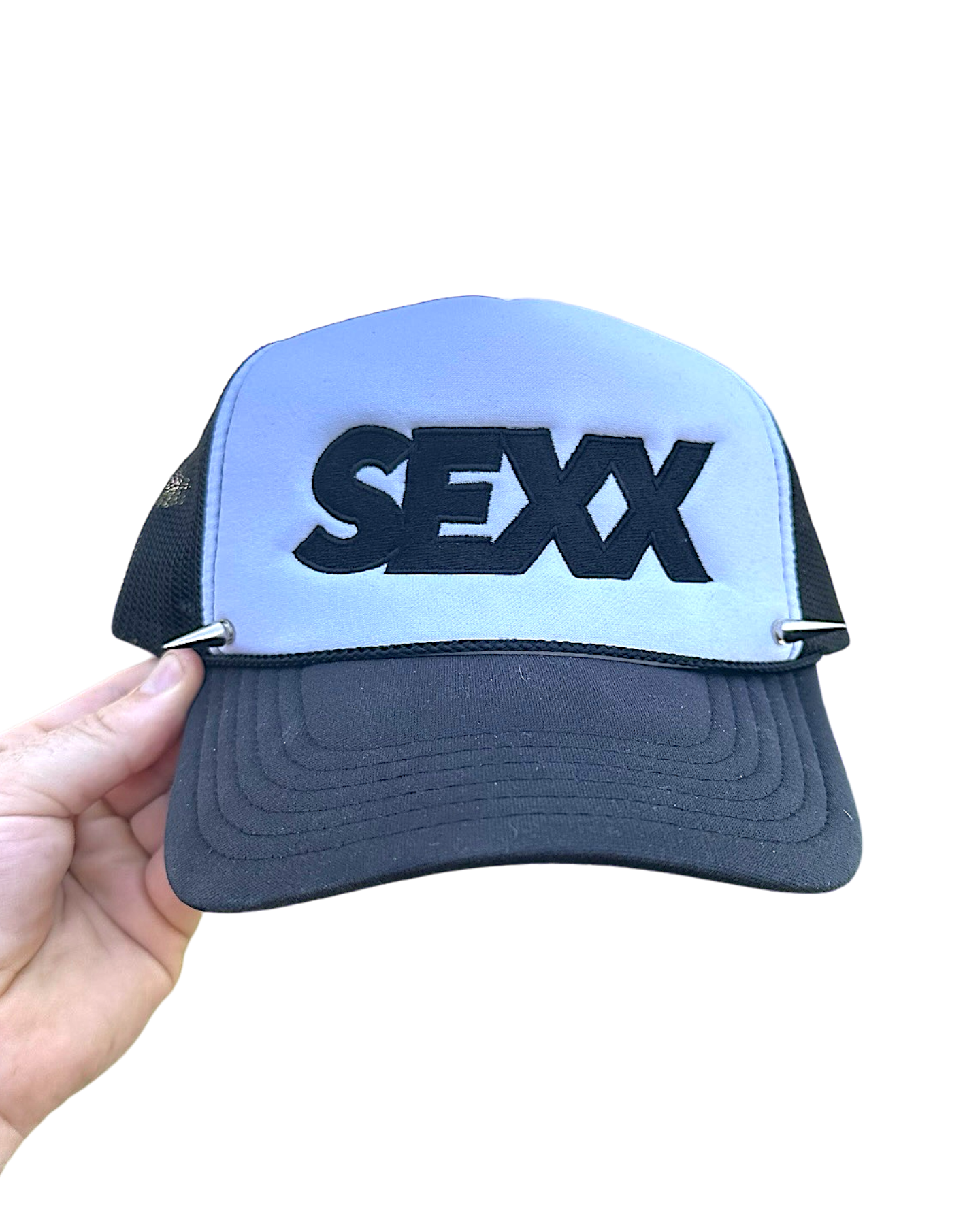 SEXX trucker hat in black and white — XXBYJAXX