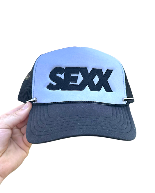 SEXX trucker hat in black and white — XXBYJAXX