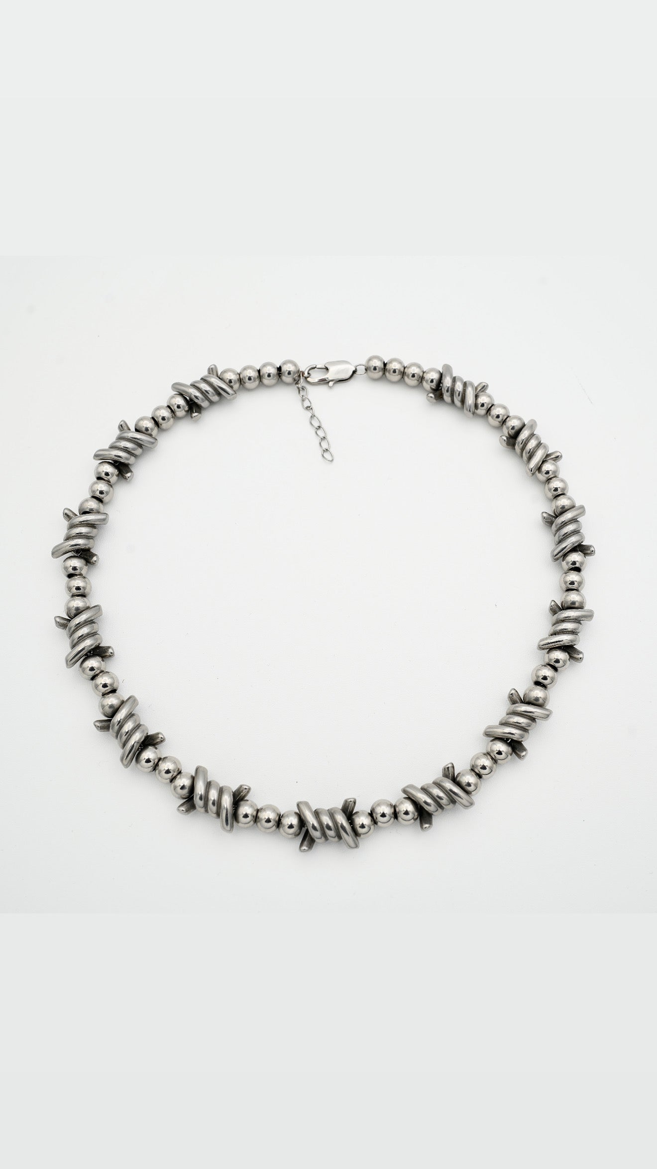 The Barbie — pink chrome kandi necklace in stainless steel — XXBYJAXX