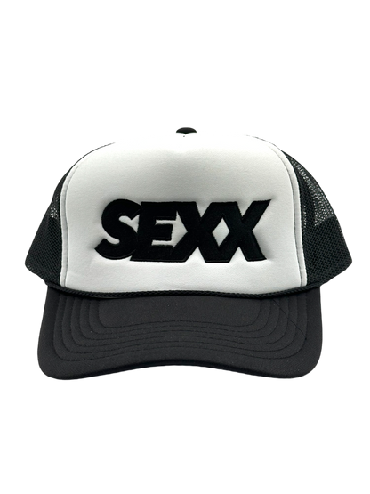 SEXX trucker hat in black and white — XXBYJAXX