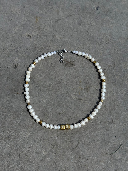 Goldie — real Tahitian pearl necklace with gold accents — XXBYJAXX