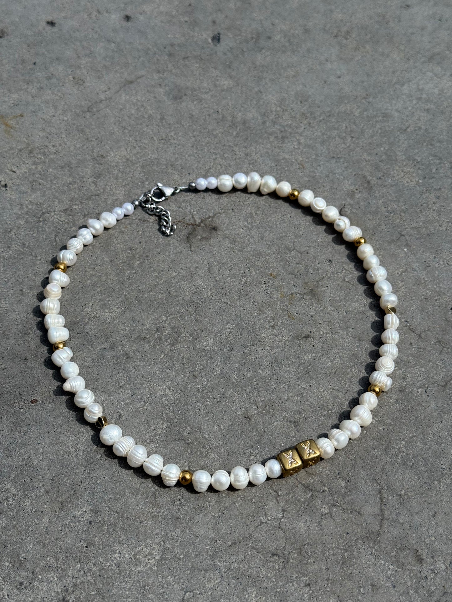 Goldie — real Tahitian pearl necklace with gold accents — XXBYJAXX