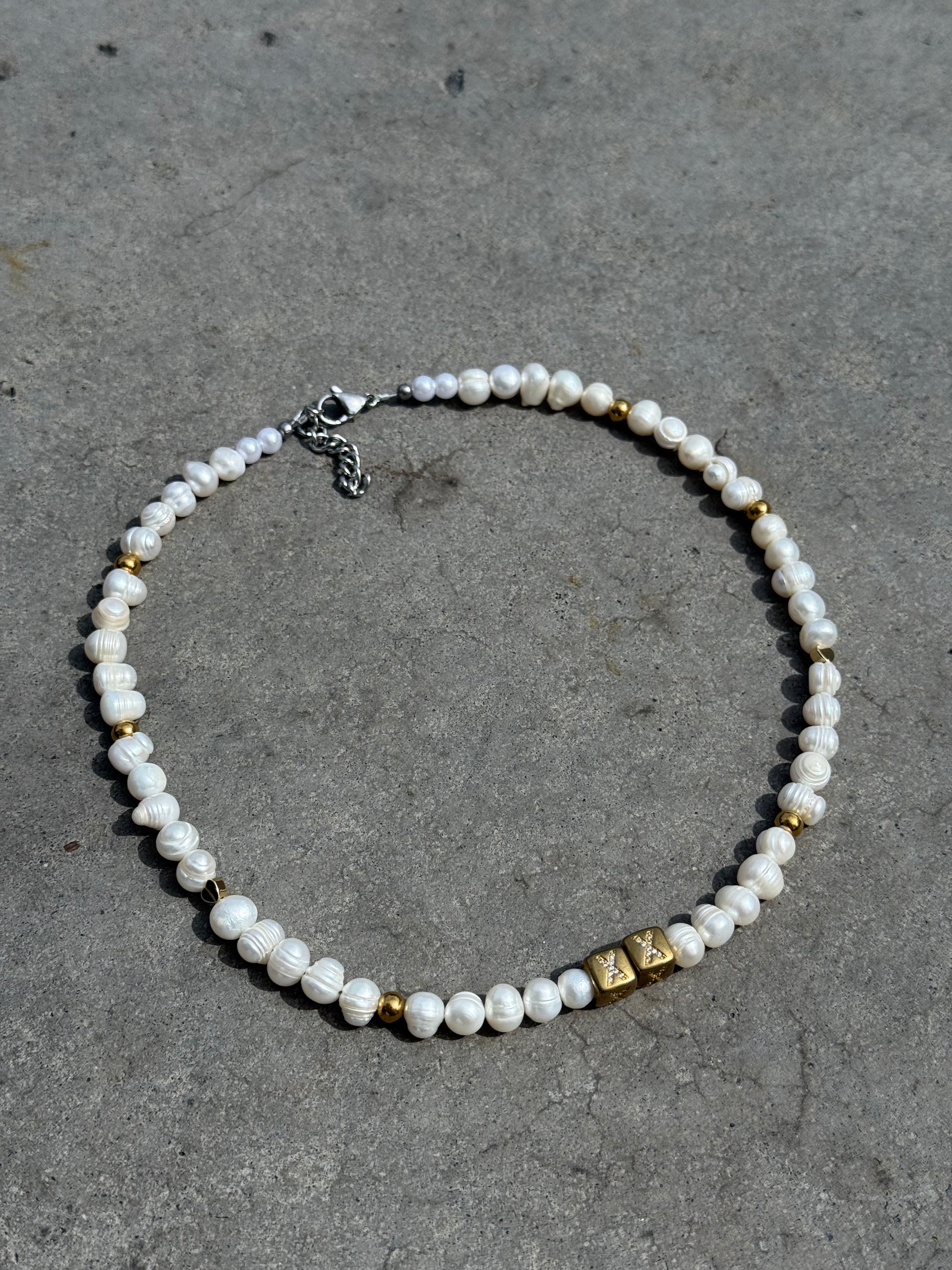 Goldie — real Tahitian pearl necklace with gold accents — XXBYJAXX
