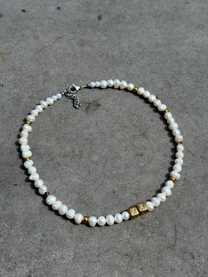 Goldie — real Tahitian pearl necklace with gold accents — XXBYJAXX