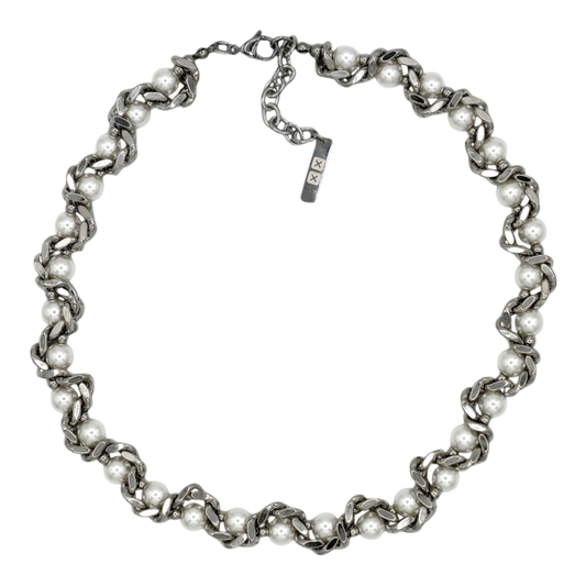 Braided Cuban — stainless steel braided around glass pearls — XXBYJAXX