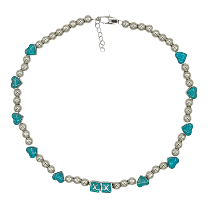 Opal Hearts necklace — opal heart pendants on an adjustable stainless steel chain — XXBYJAXX