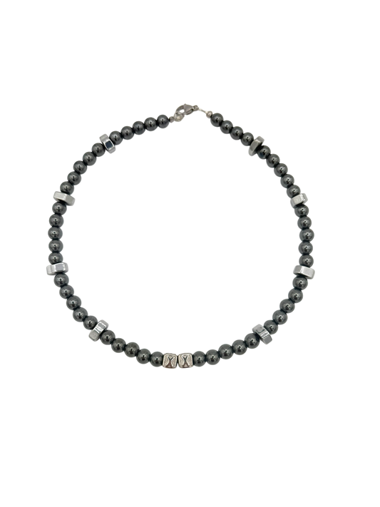 Blackout 1 of 1 — gunmetal hematite bead necklace — XXBYJAXX