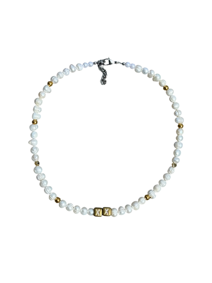 Goldie — real Tahitian pearl necklace with gold accents — XXBYJAXX