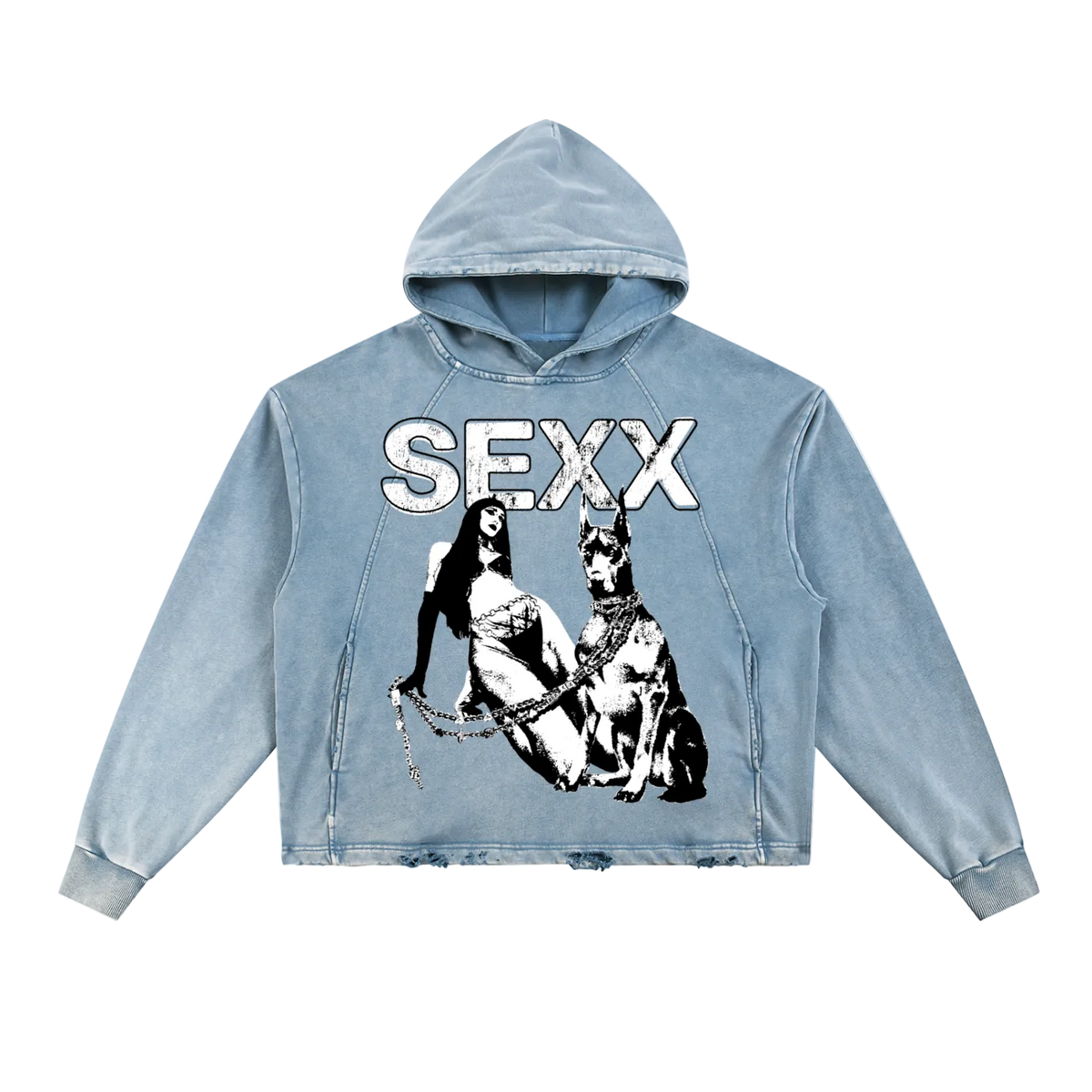 Dominatrixx cropped washed hoodie with frayed distressed hem — XXBYJAXX