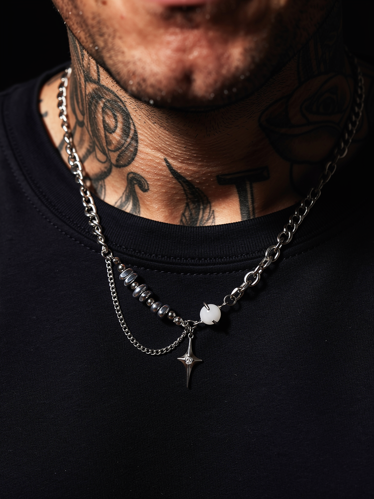 Pearl Jam — pearl and stainless steel bead necklace — XXBYJAXX