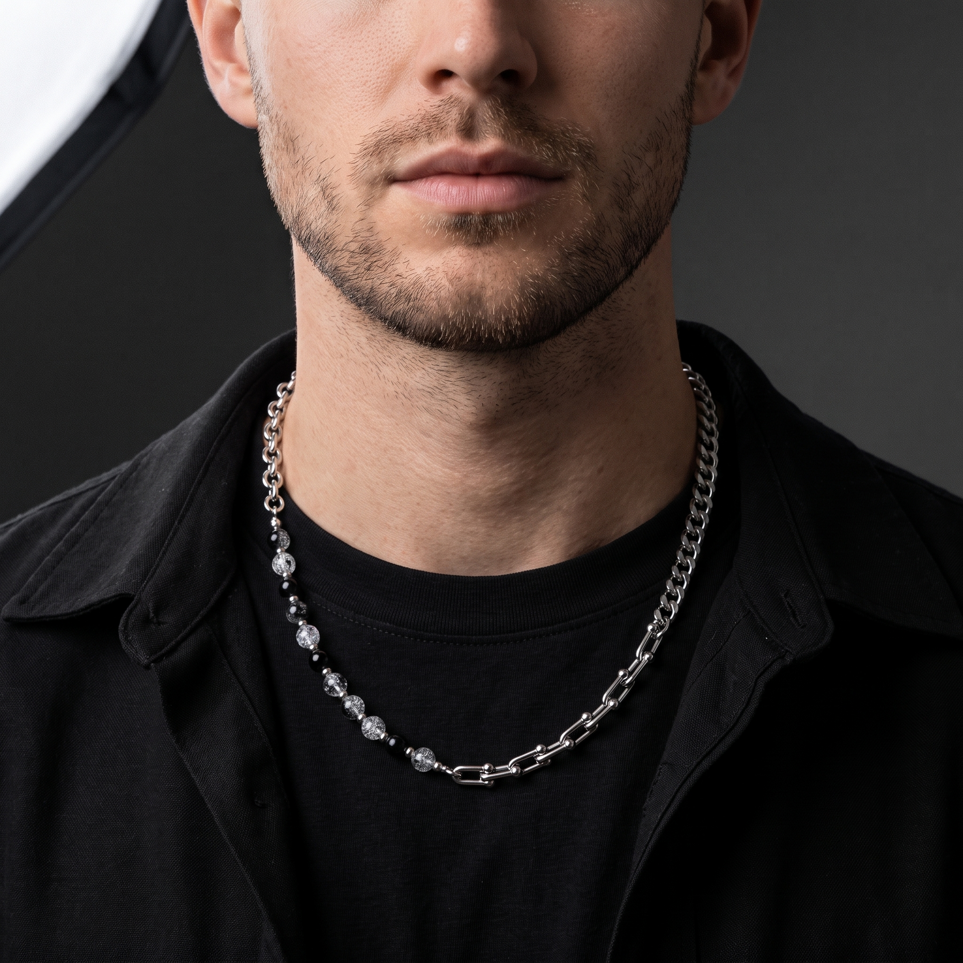 4 for 4 worn on model — clean-cut male