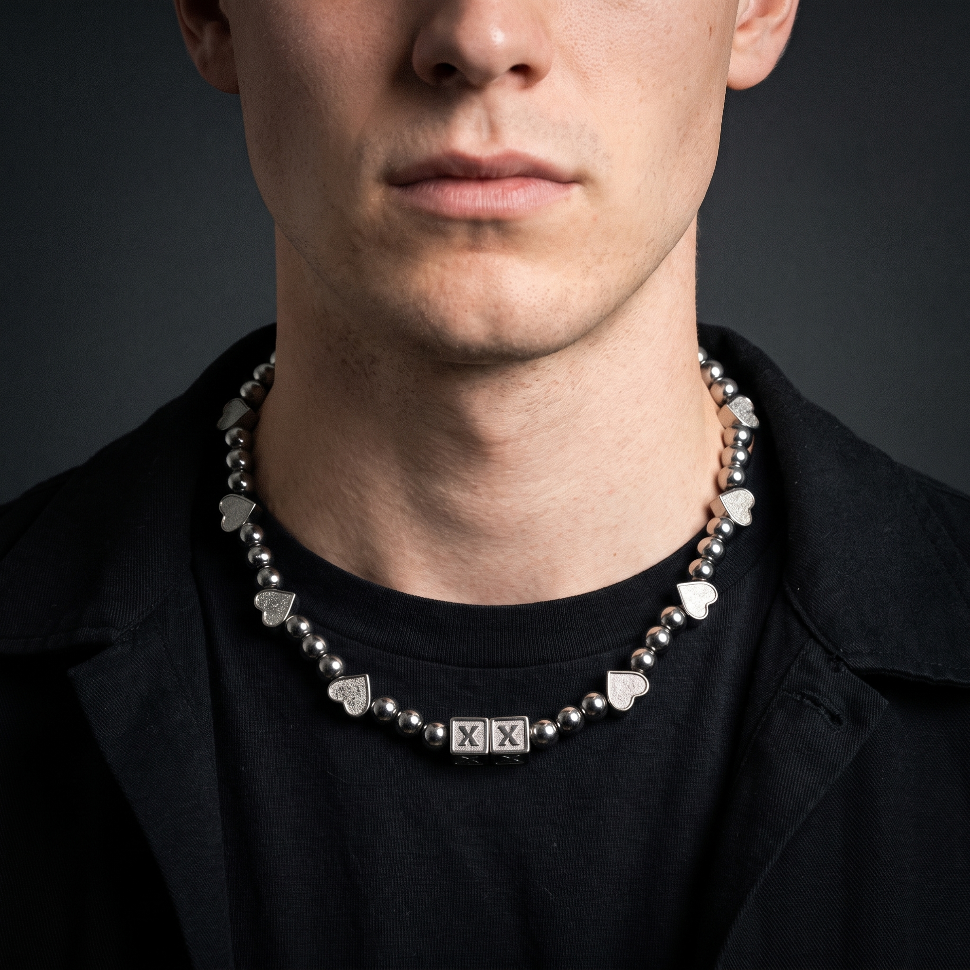 Chrome Kandi worn on model — clean-cut male