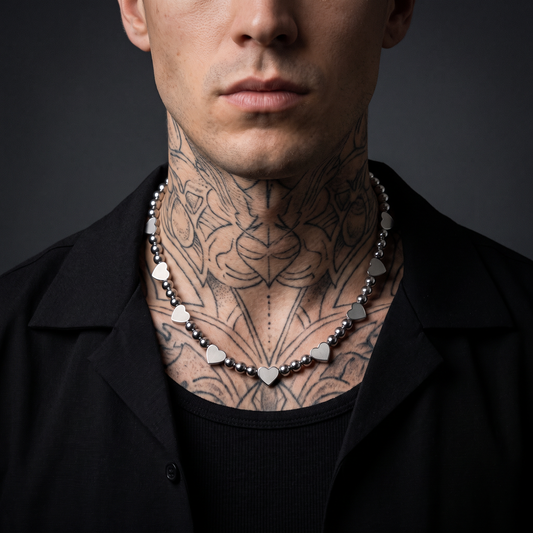 Chrome Hearts worn on model — tattooed male