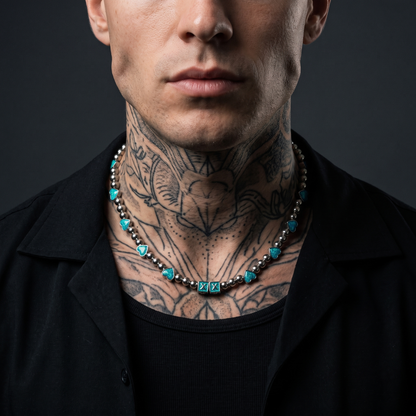 Opal Hearts worn on model — tattooed male