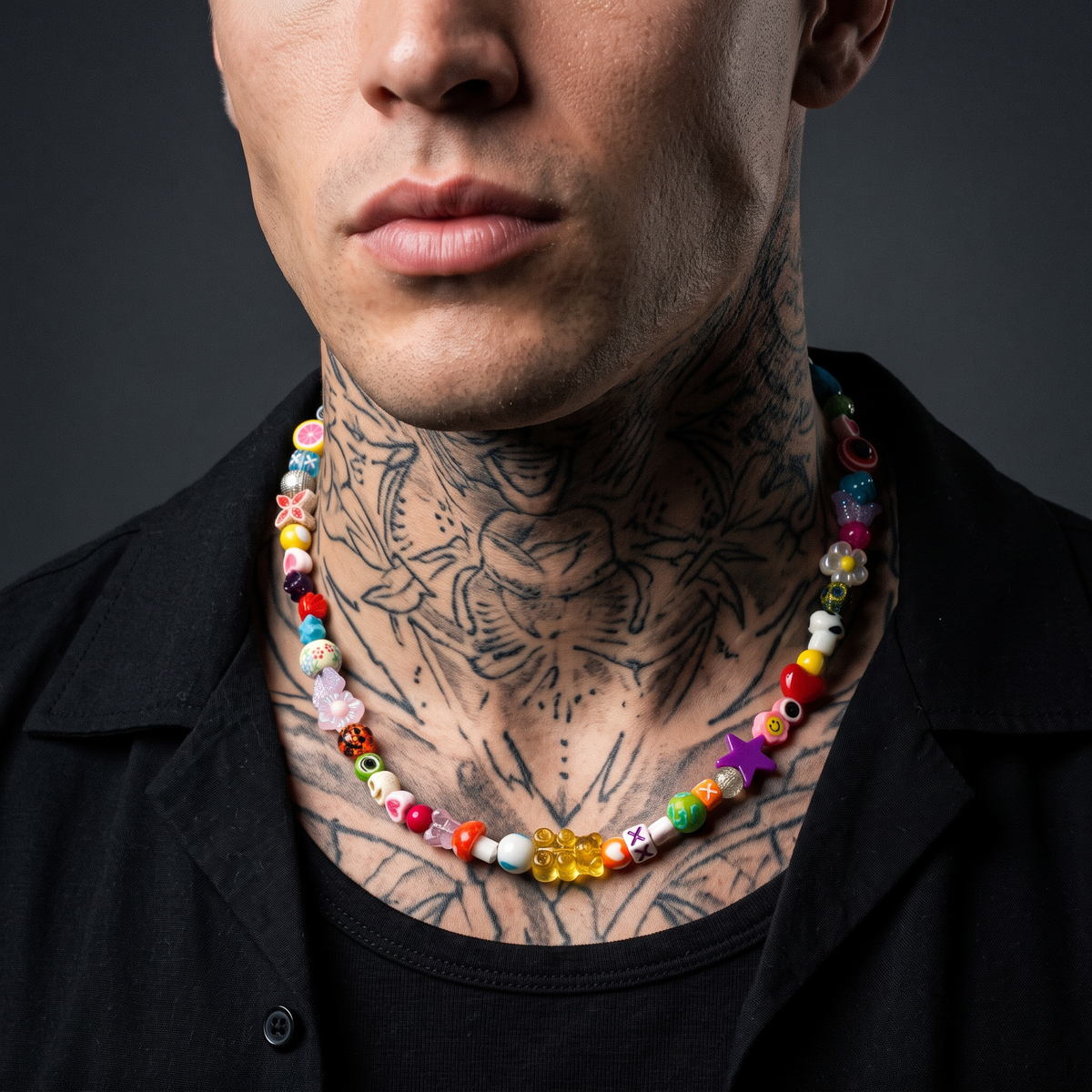 IDK worn on model — tattooed male