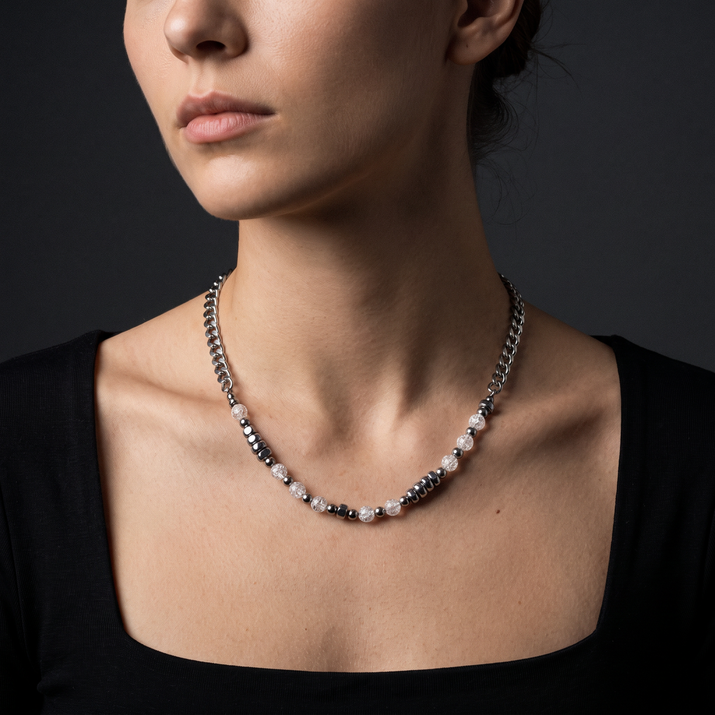 The Silver Mullet worn on model — female