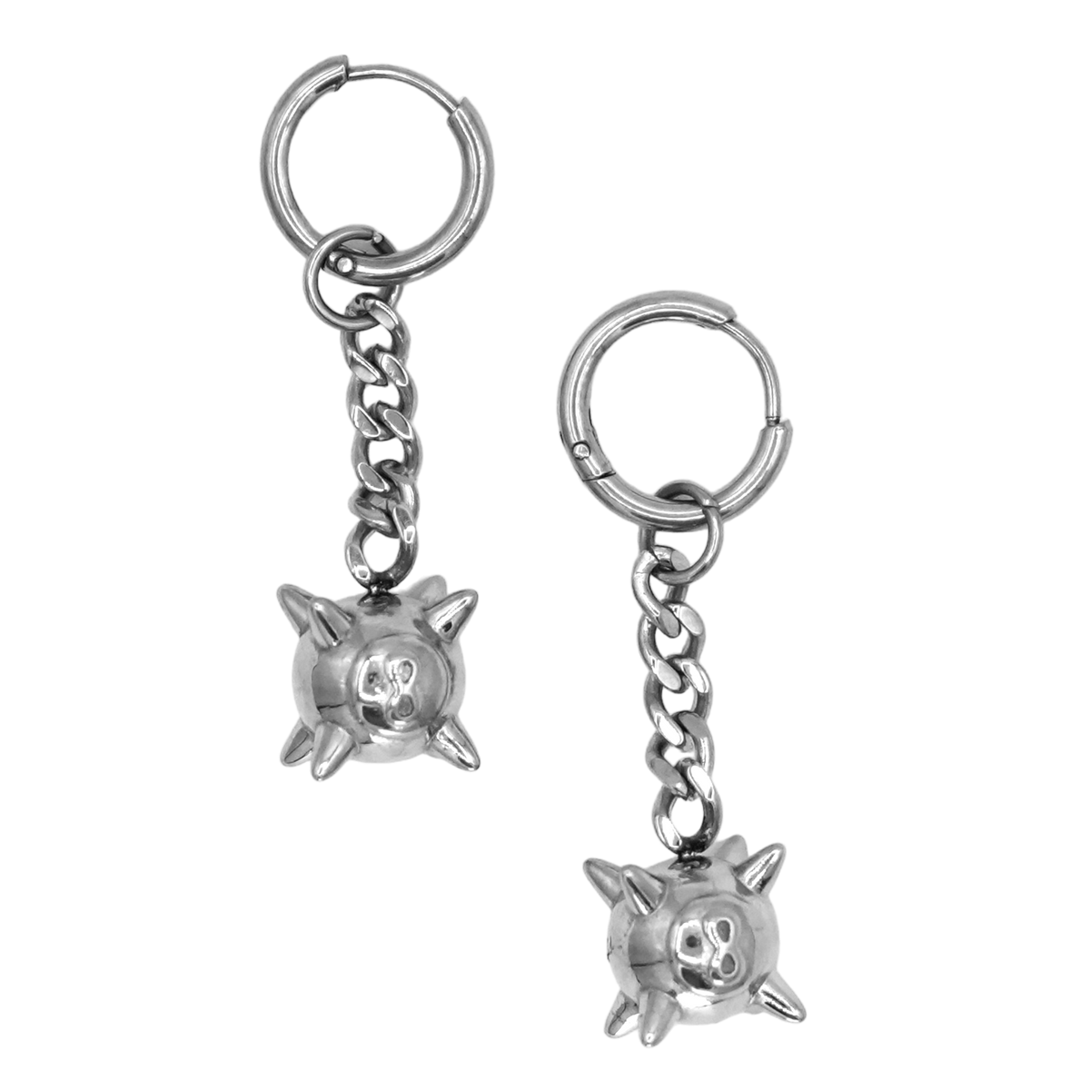 Spiked 8-ball earrings in stainless steel — XXBYJAXX
