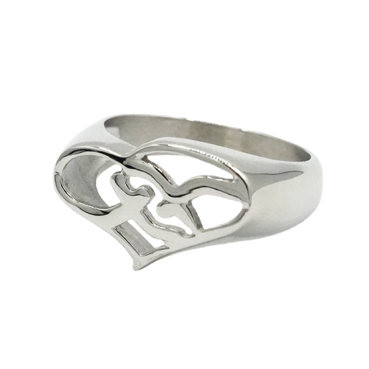 Retro logo ring in stainless steel — XXBYJAXX