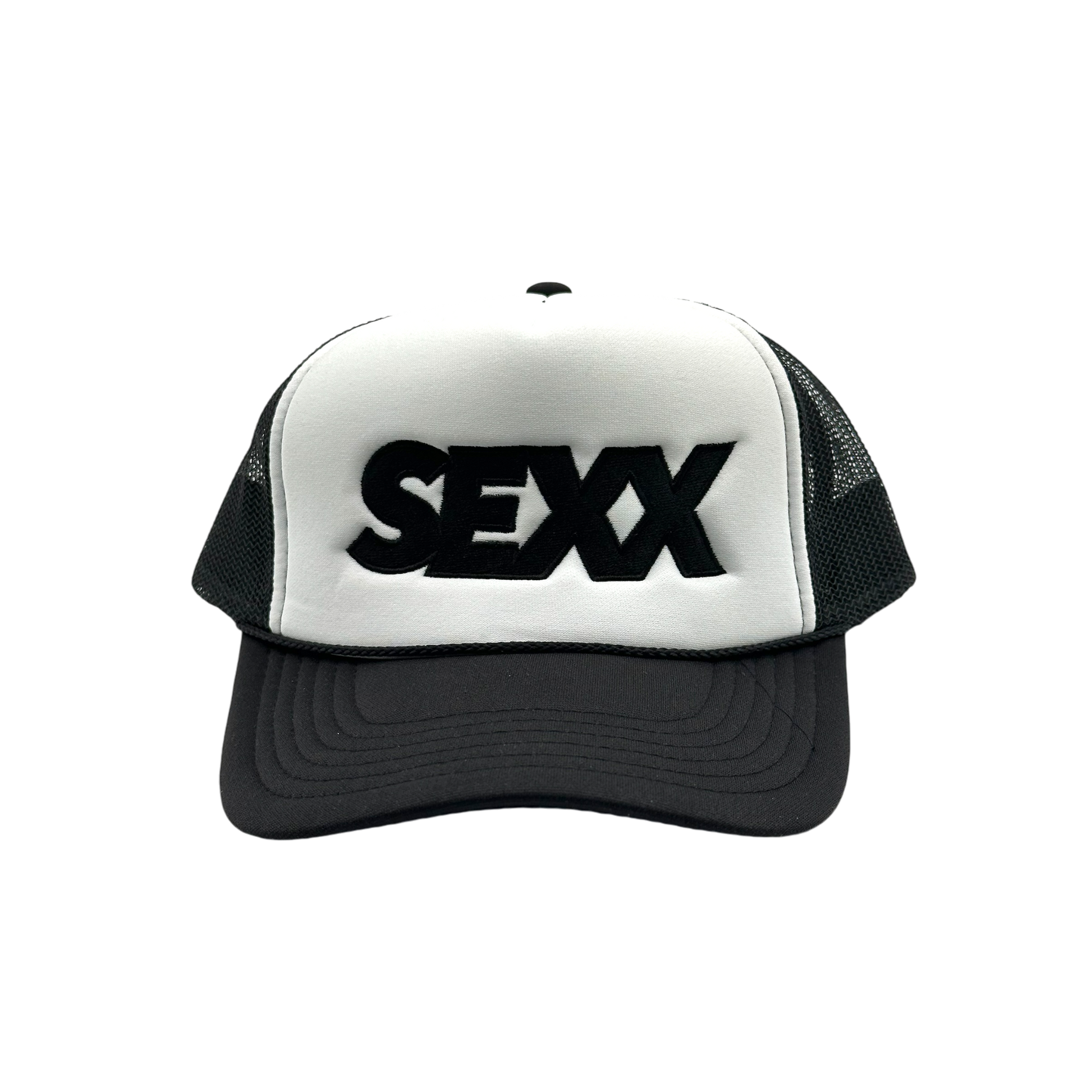 SEXX trucker hat in black and white — XXBYJAXX