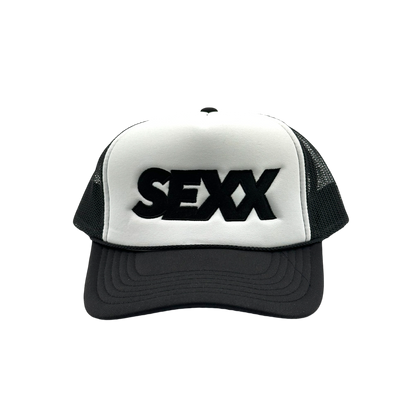SEXX trucker hat in black and white — XXBYJAXX
