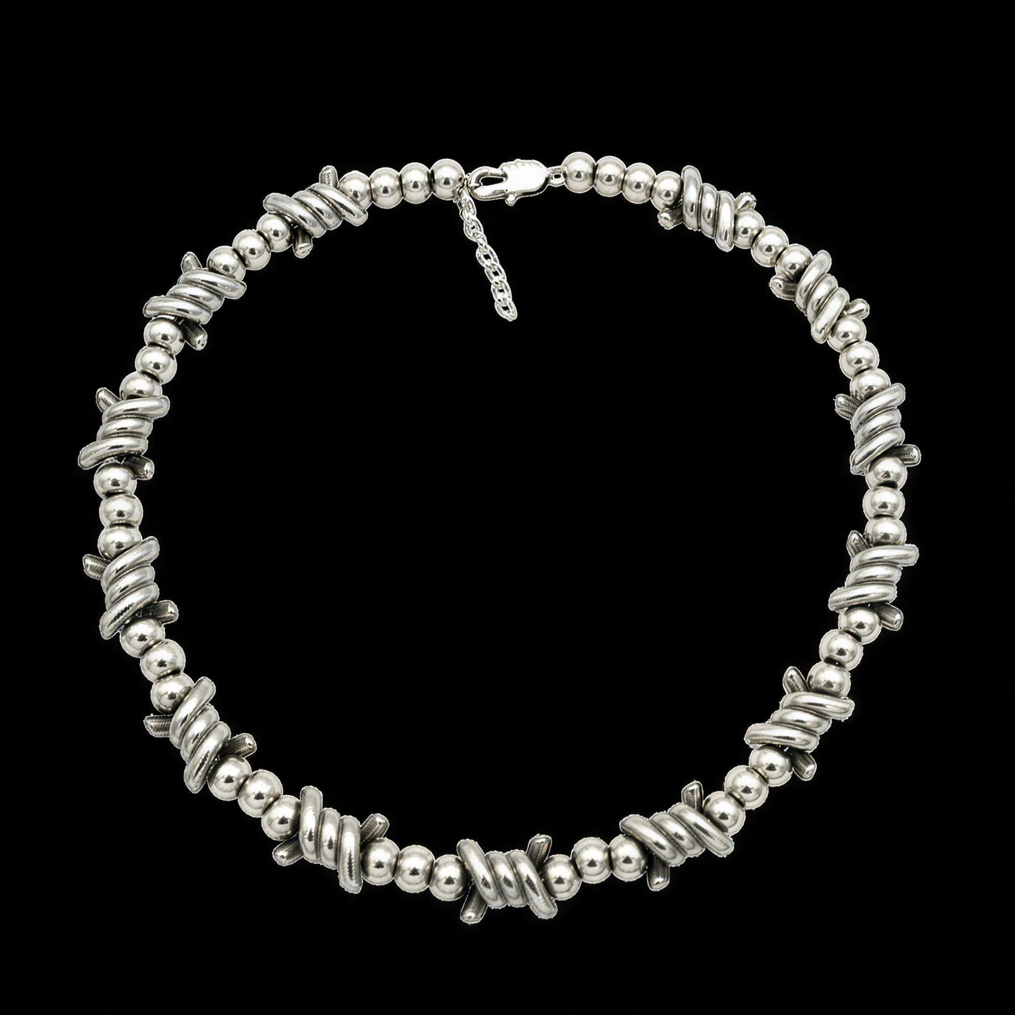 The Barbie — pink chrome kandi necklace in stainless steel — XXBYJAXX