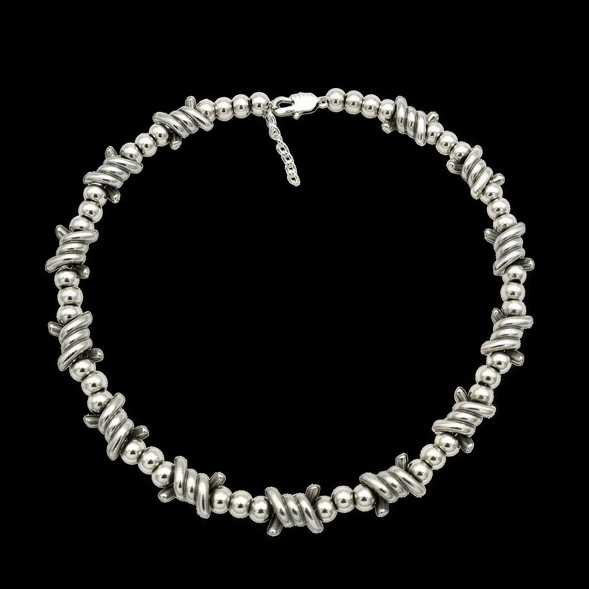 The Barbie — pink chrome kandi necklace in stainless steel — XXBYJAXX