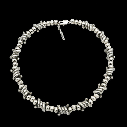 The Barbie — pink chrome kandi necklace in stainless steel — XXBYJAXX
