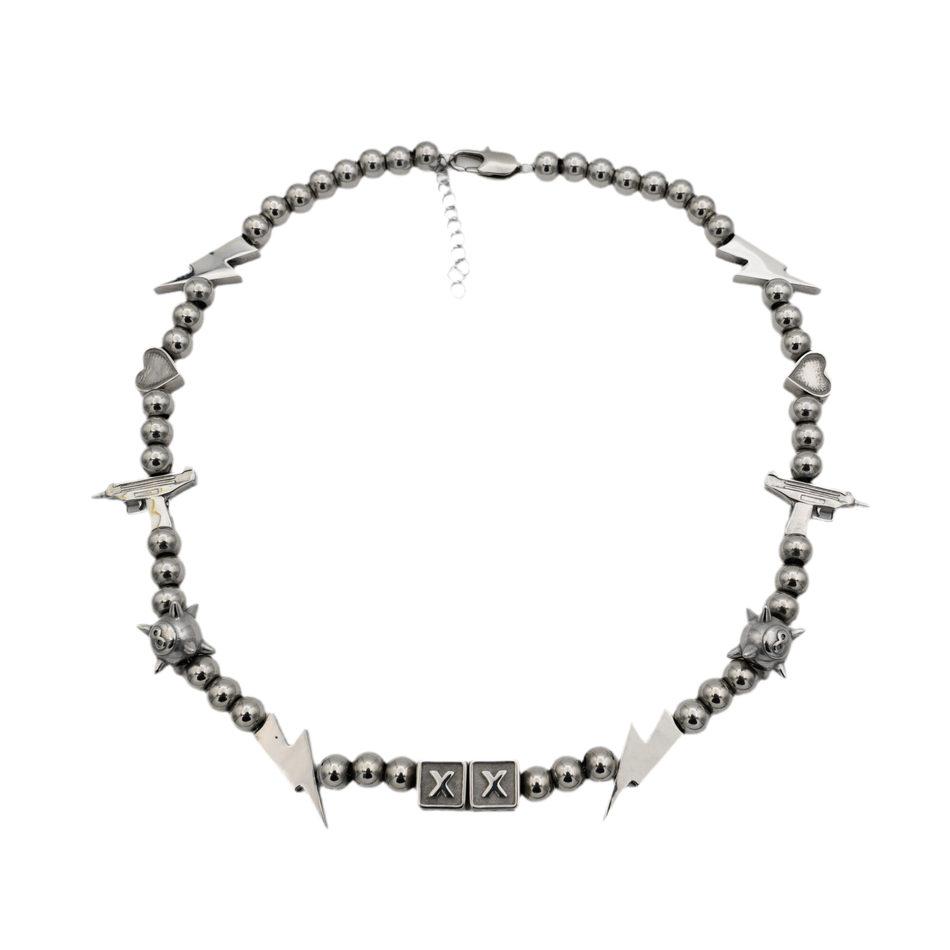 Uzi Chrome Kandi necklace — Will Sparks collab, stainless steel adjustable chain — XXBYJAXX