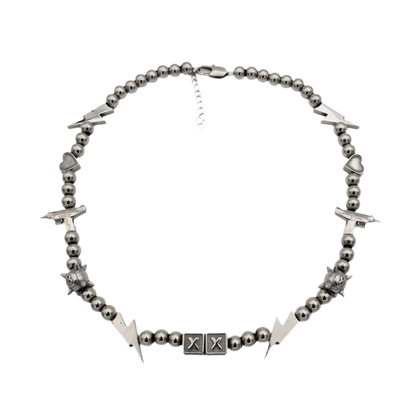 Uzi Chrome Kandi necklace — Will Sparks collab, stainless steel adjustable chain — XXBYJAXX