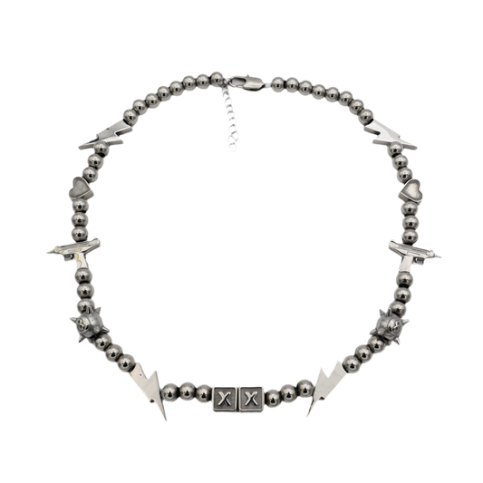 Uzi Chrome Kandi necklace — Will Sparks collab, stainless steel adjustable chain — XXBYJAXX
