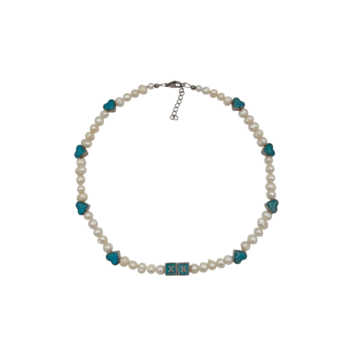 Opal Pearls necklace — real Tahitian pearls with opal accents on stainless steel — XXBYJAXX