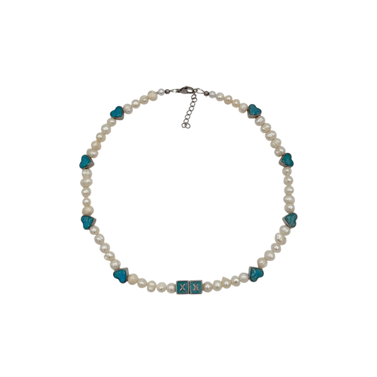 Opal Pearls necklace — real Tahitian pearls with opal accents on stainless steel — XXBYJAXX