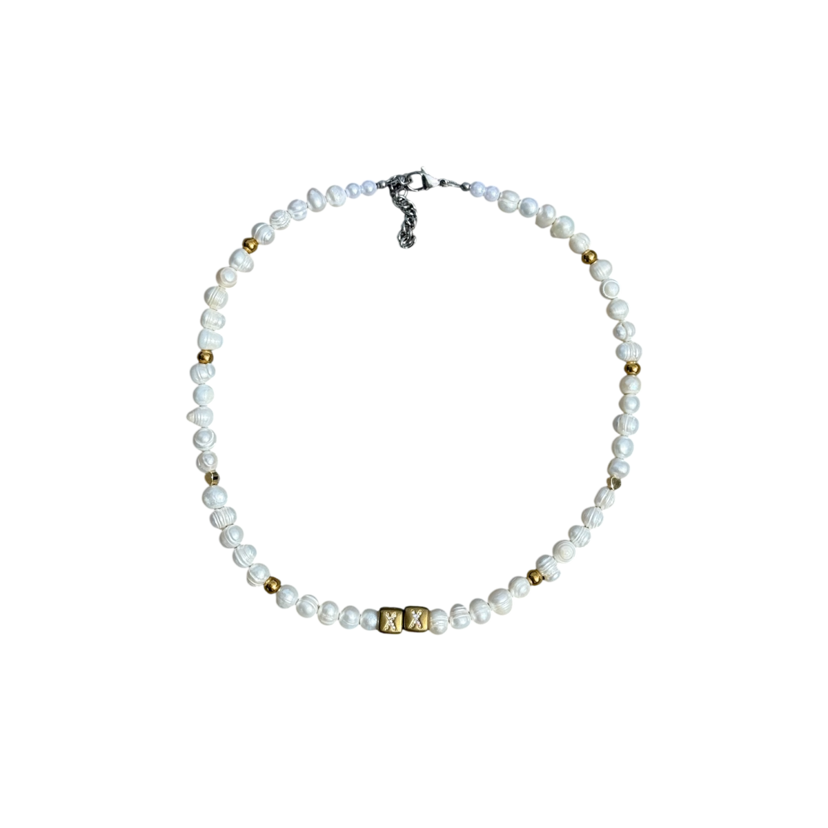 Goldie — real Tahitian pearl necklace with gold accents — XXBYJAXX