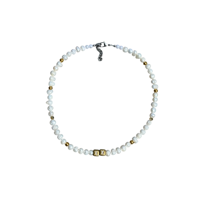 Goldie — real Tahitian pearl necklace with gold accents — XXBYJAXX