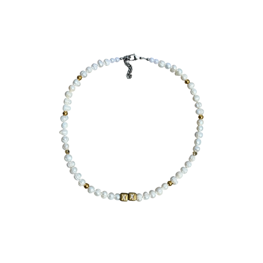 Goldie — real Tahitian pearl necklace with gold accents — XXBYJAXX