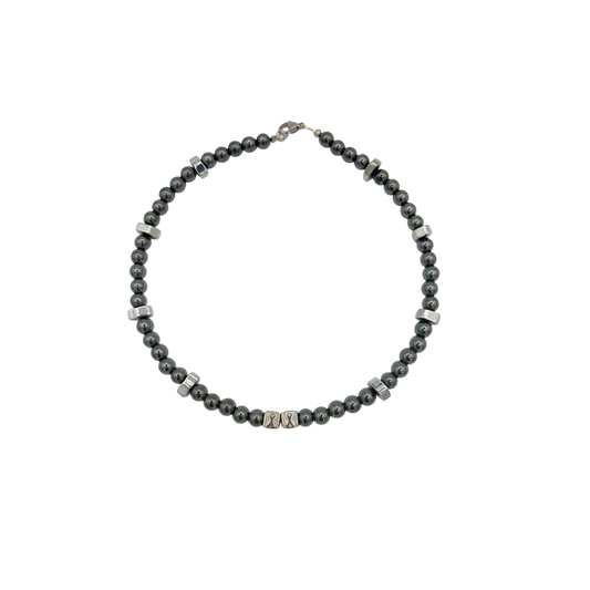 Blackout 1 of 1 — gunmetal hematite bead necklace — XXBYJAXX